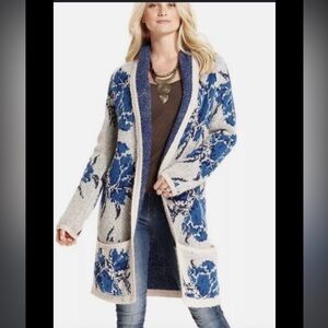 Free people blue floral cardigan